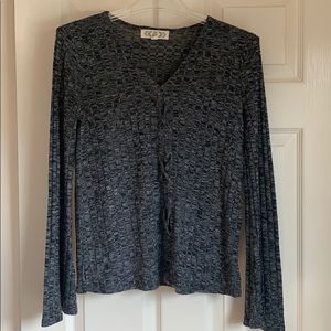 Navy blue long-sleeve v-neck top